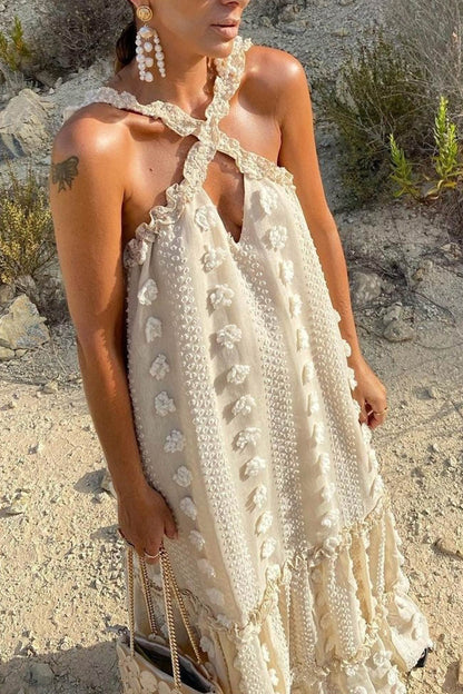 3d Criss-cross Halterneck Maxi Dress