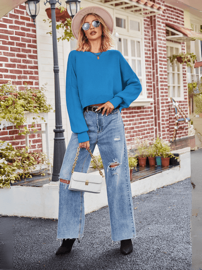 Stanton Cropped Crewneck Sweater - Blue