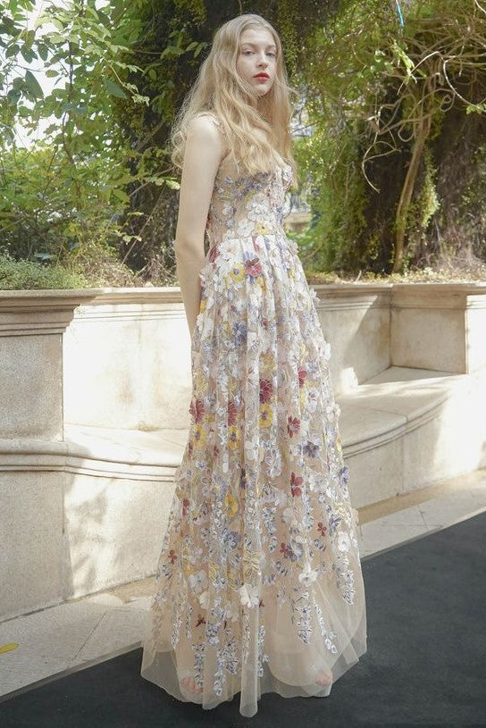 Embroidered Sleeveless Maxi Dress
