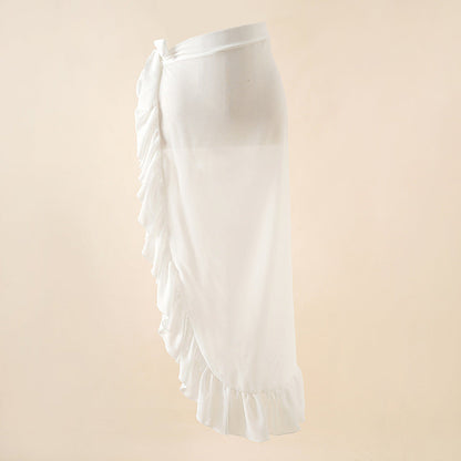 Convertible Wrap Split-sides Maxi Skirt Cover-up in White