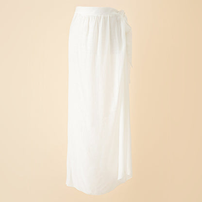 Convertible Wrap Split-sides Maxi Skirt Cover-up in White