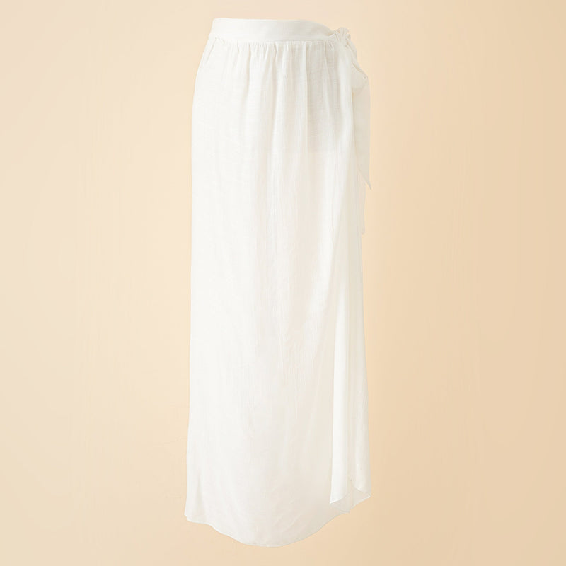 Convertible Wrap Split-sides Maxi Skirt Cover-up in White
