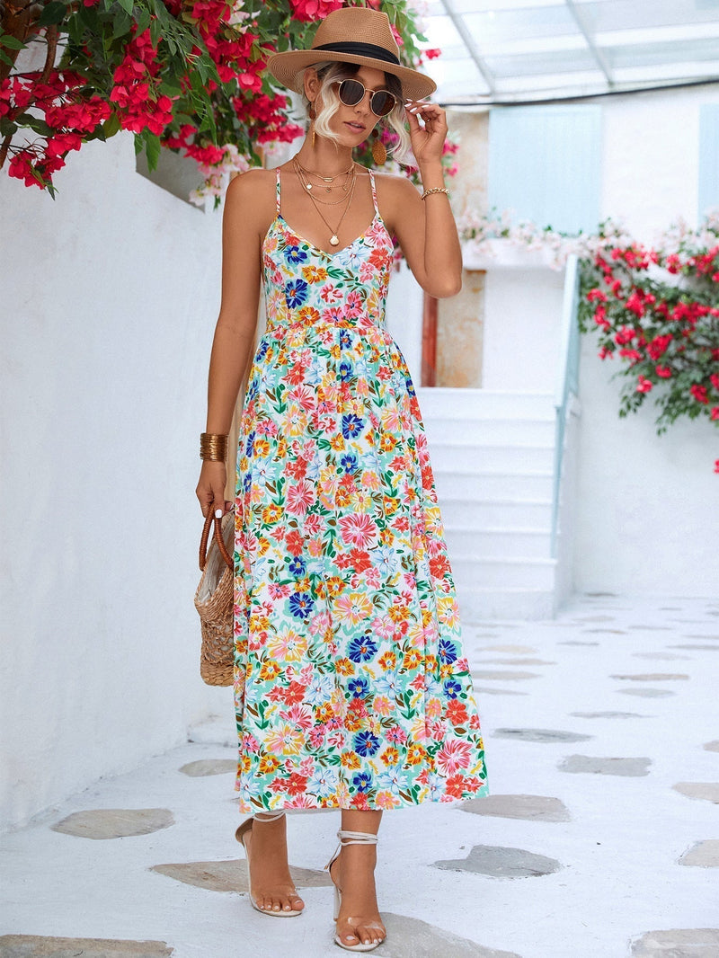 Summer Backless Split Halter Dress