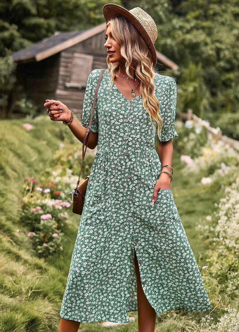 A-line Print Dress