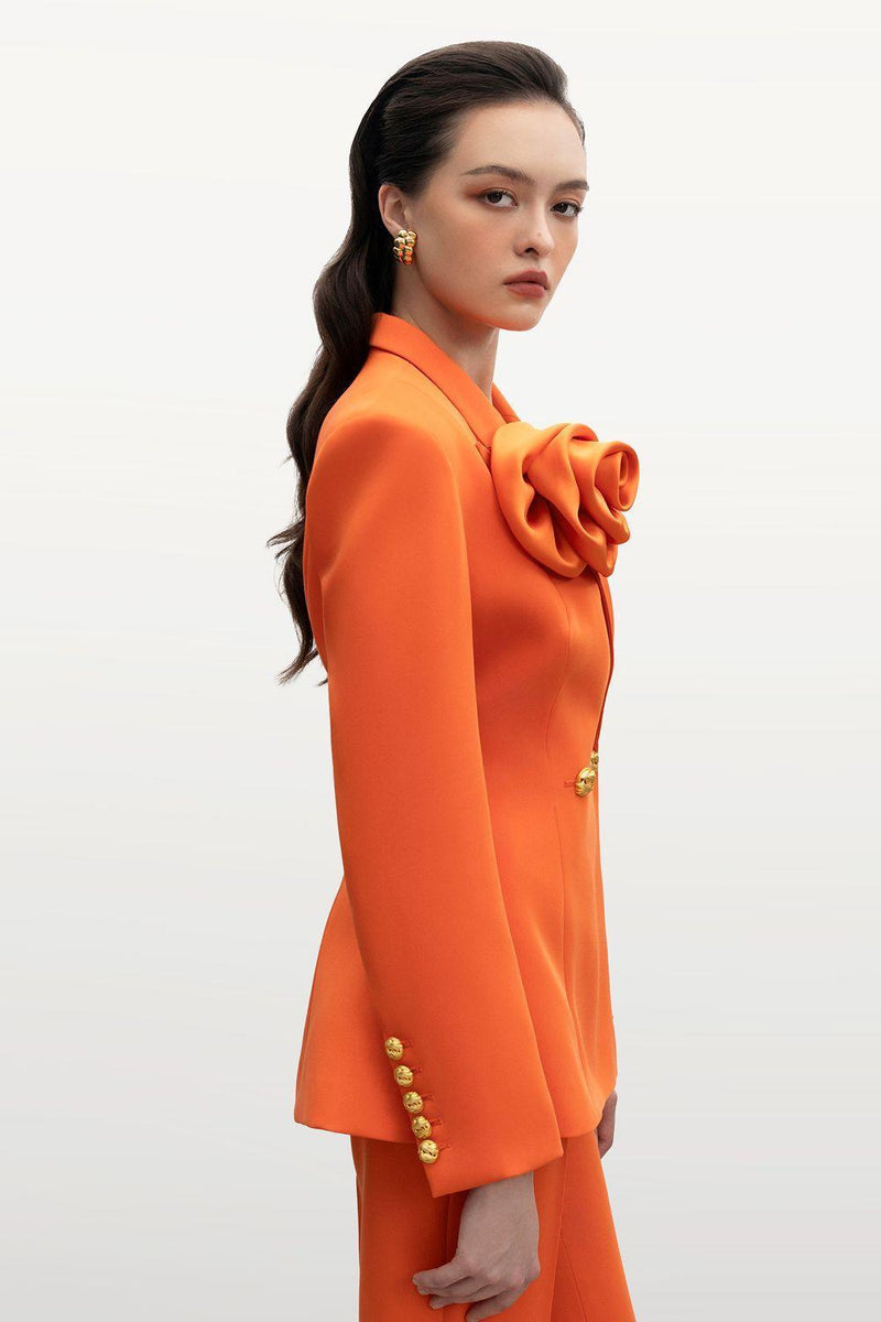 3d Blazer �?mid Waist Pants Set