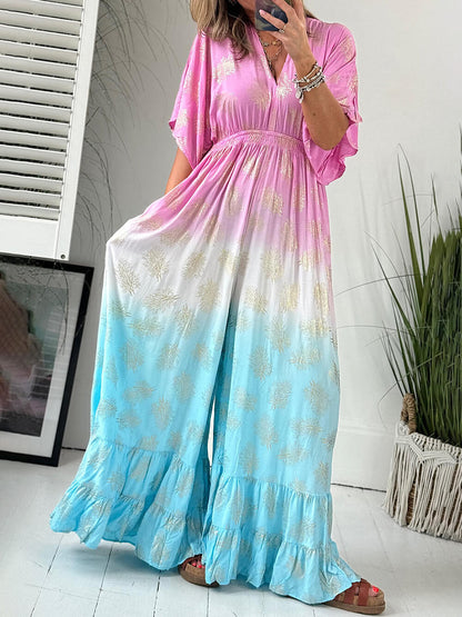Two-tone Gradient Print the Last Queen Jumpsuit