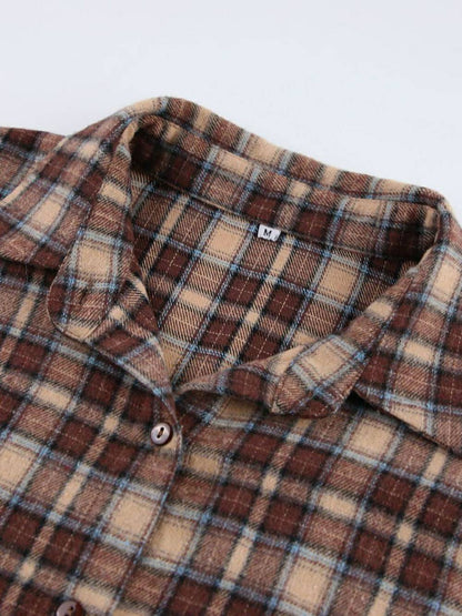 Plaid Shirts Loose Gingham Female Blouse Autumn