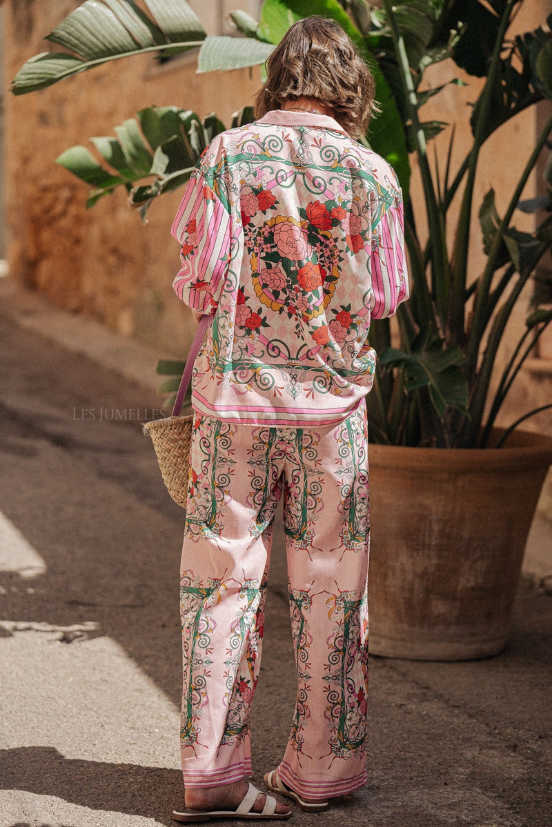 Bottom Long Sleeve Top ＆ Mid Waist Wide Leg Pants Set