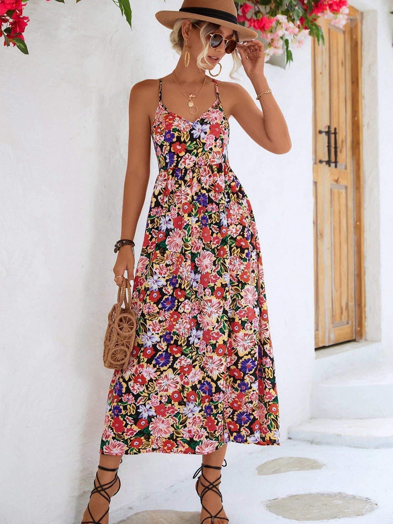 Summer Backless Split Halter Dress