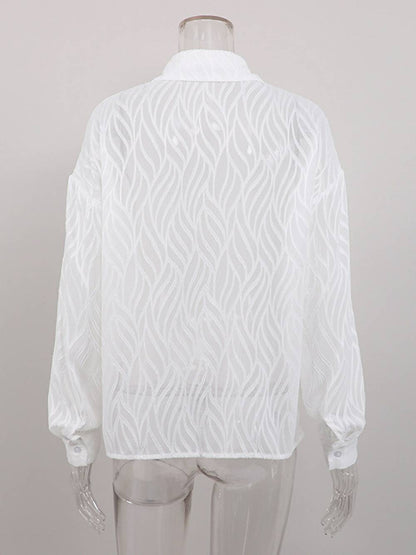 White Blouses Thin Lapel Long Sleeve Shirts