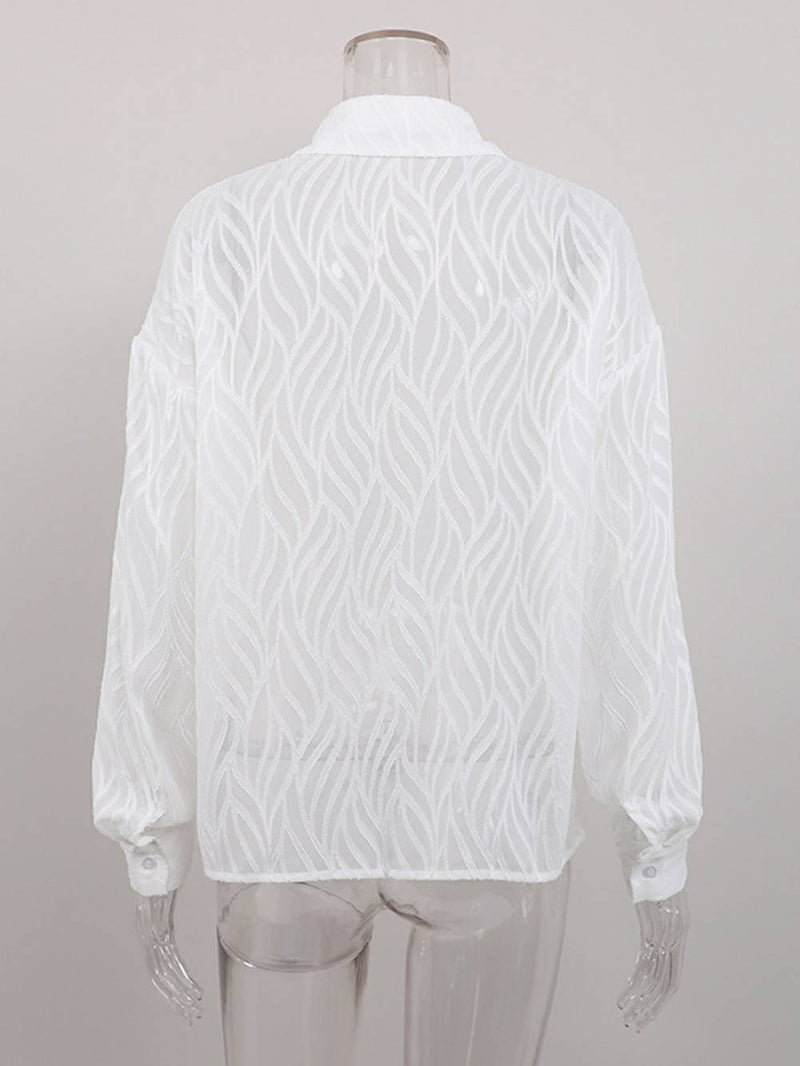 White Blouses Thin Lapel Long Sleeve Shirts
