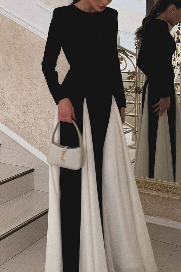 Getting Glam and Panelled Tulle Long Sleeve A-line Maxi Dress