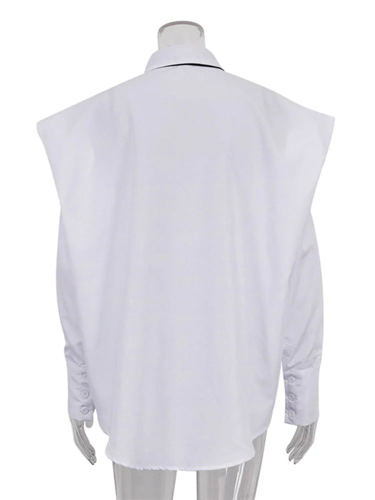 Suit Tie Blouse Loose Long Sleeve White Shirts ’s Street Temperament Camisas De Mujer New