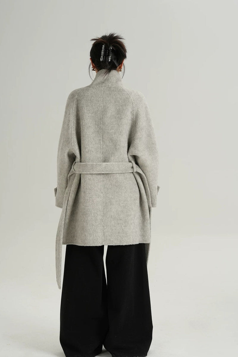 Wool Warm Loose Mock-neck Coat