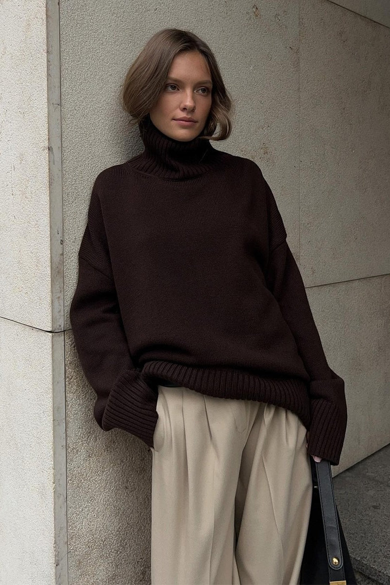 Color Turtleneck Knit Sweater