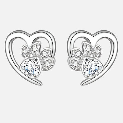 Paw and Heart Earrings With Zirconiaconia
