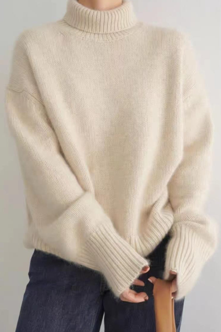 Minimalist Turtleneck Color Loose Fit Knit Sweater