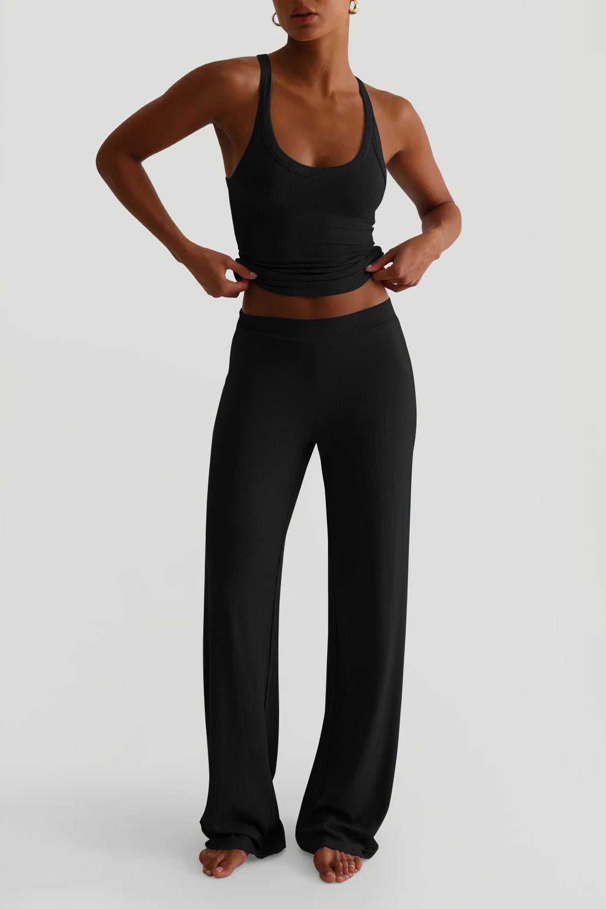 Sporty Tank Top Palazzo Pants Set