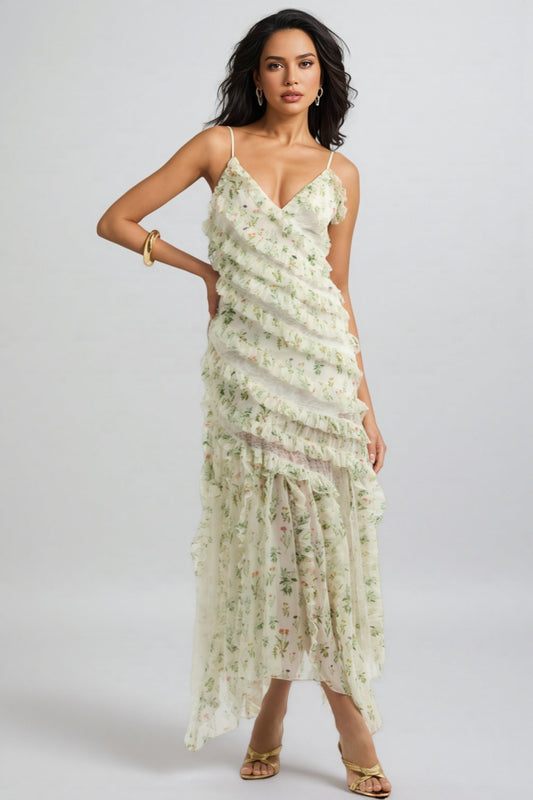 Kaira Print Chiffon Maxi Dress