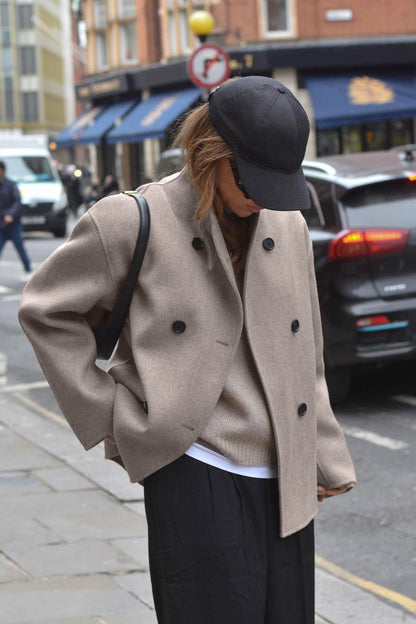 Brown V-neck Wool Coat