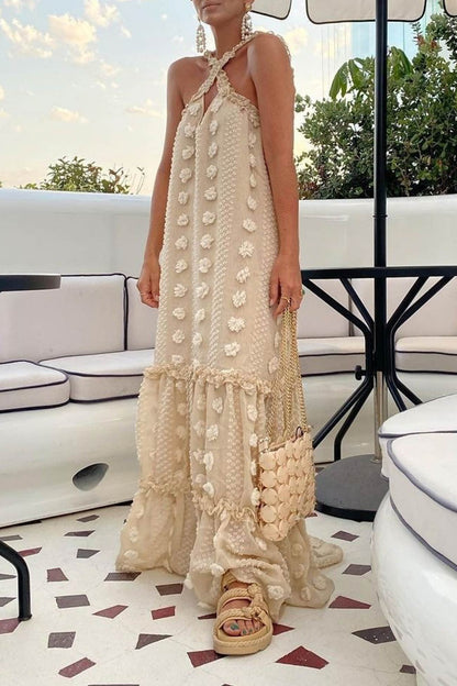 3d Criss-cross Halterneck Maxi Dress