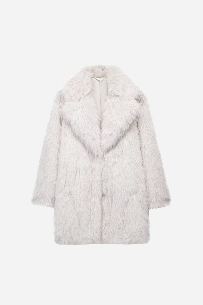 Oversized Faux Fur Long Sleeve Coat
