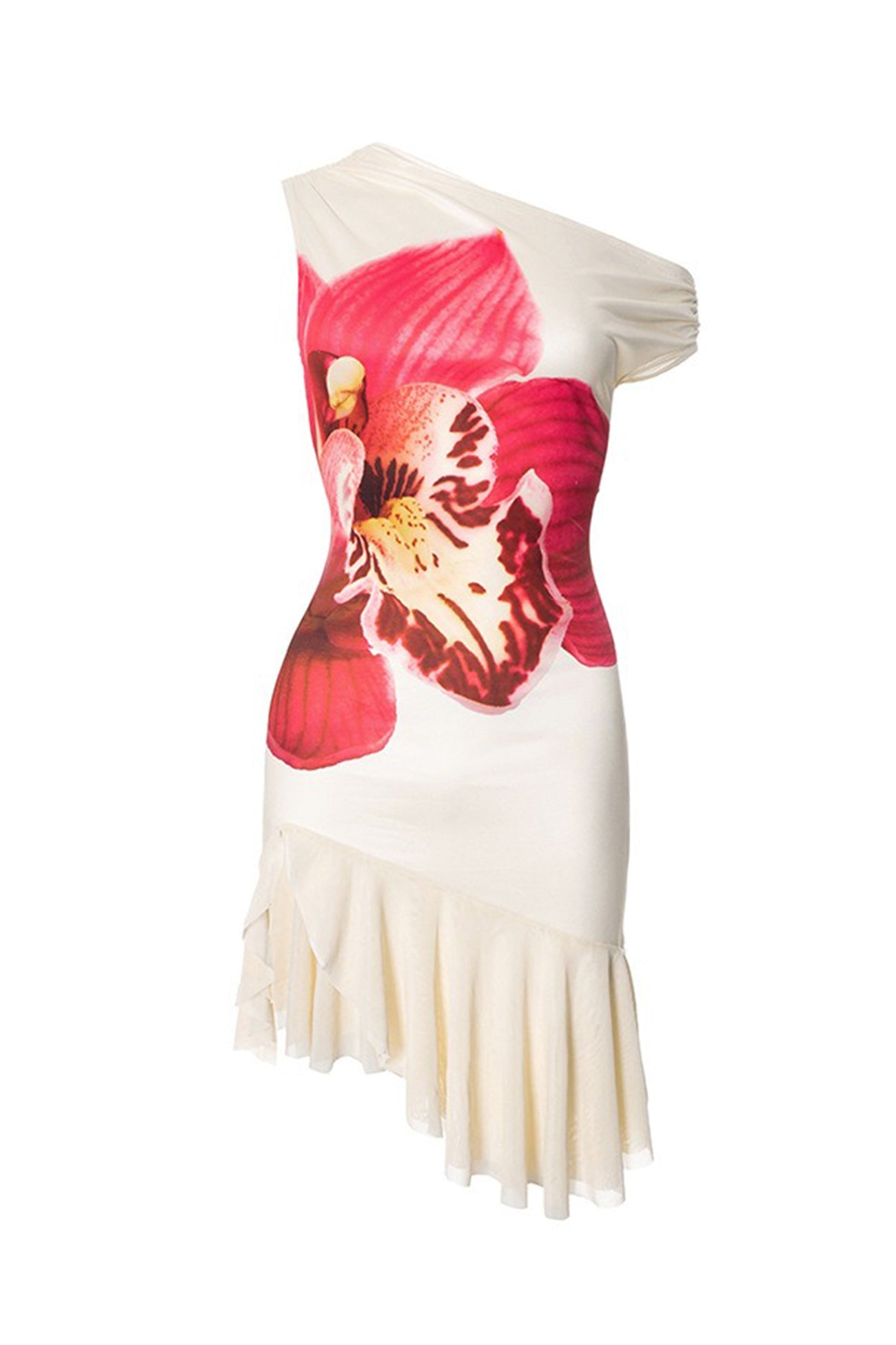 Slop Shoulder Ruffle Mini Dress