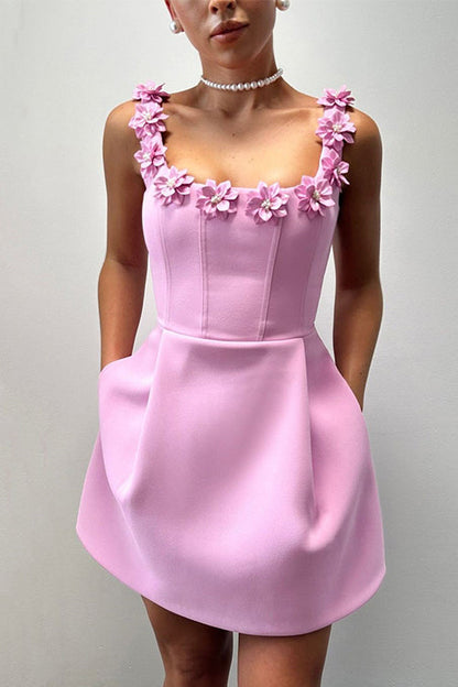 Strappy Neckline Sleeveless Mini Dress