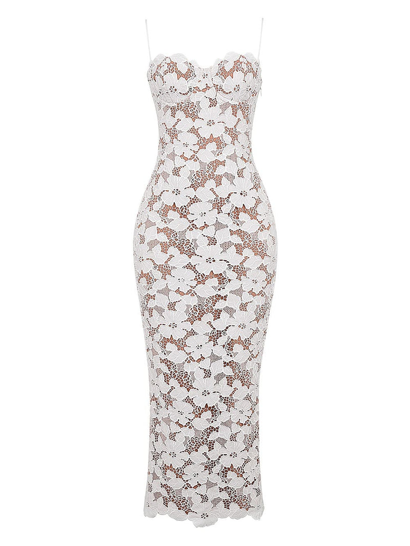 White Embroidered Maxi Dress-