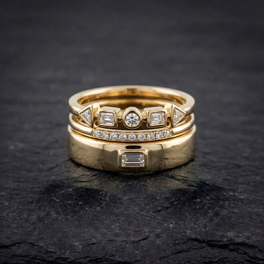 Vintage Golden Zirconia Ring Pack