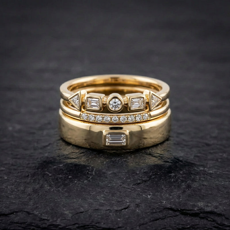Vintage Golden Zirconia Ring Pack