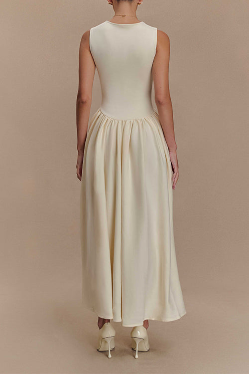 Moxidress Square Neck Sleeveless Flowy Maxi Dress