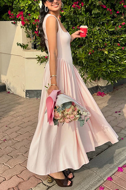 Moxidress Square Neck Sleeveless Flowy Maxi Dress