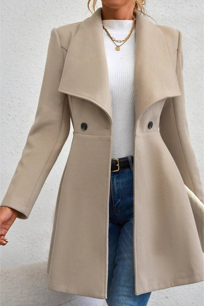Lapel Double-breasted Thickened Wool Blend Overcoat