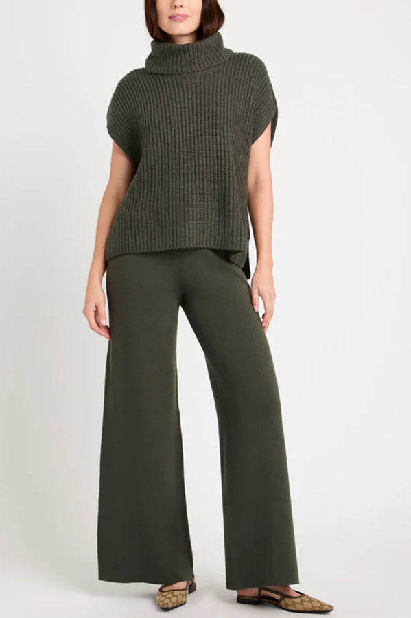 Comfortable and Luxe Knit Turtleneck Cap Sleeves Lightweight Sweater