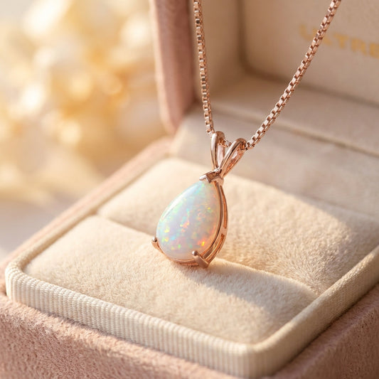Rose Gold Opal Pendant Necklace