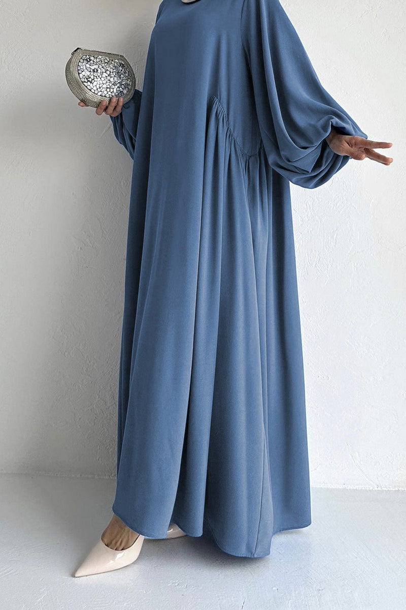 Puff Sleeve Color Maxi Dress