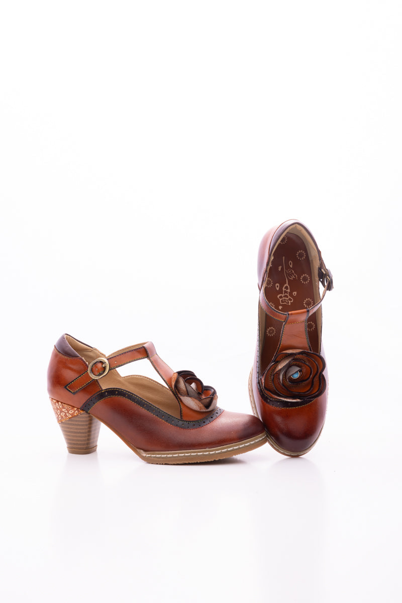 Soffia | Meet Me Under Rose Leather T-strap Sandal