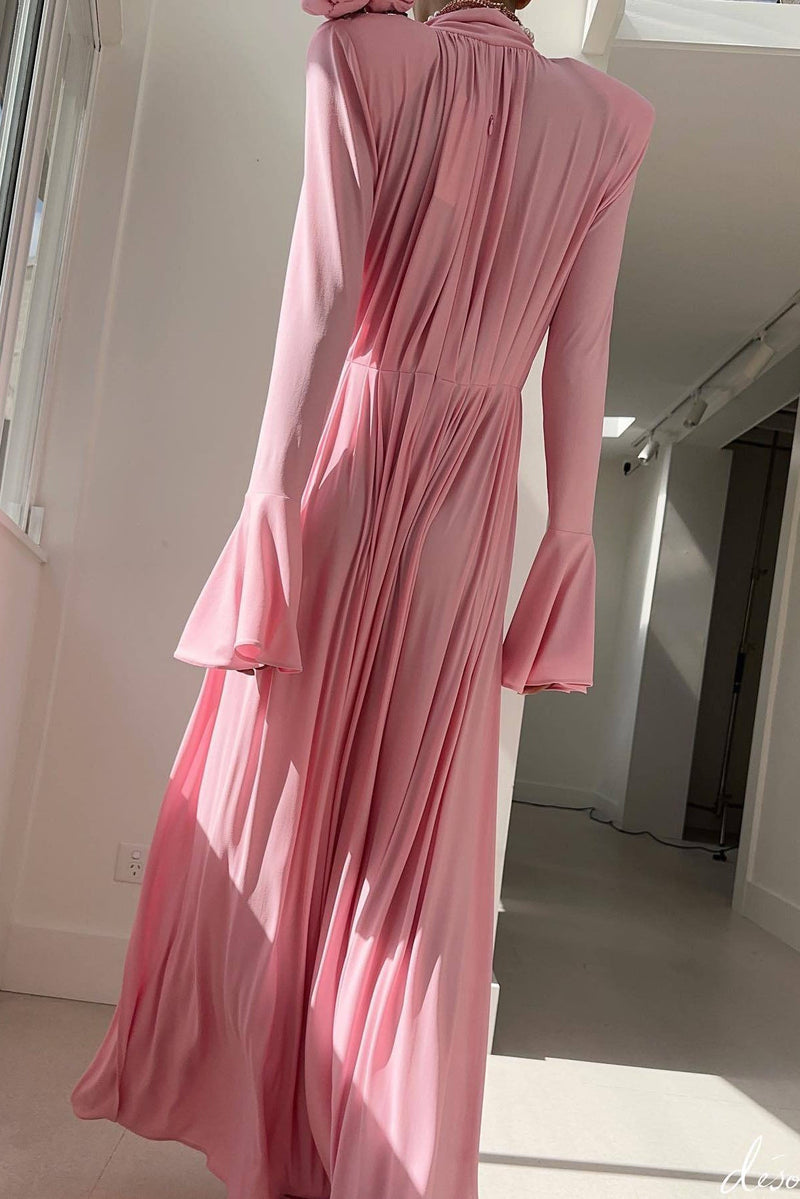 Cut-out Deep V Halter 3d Maxi Dress