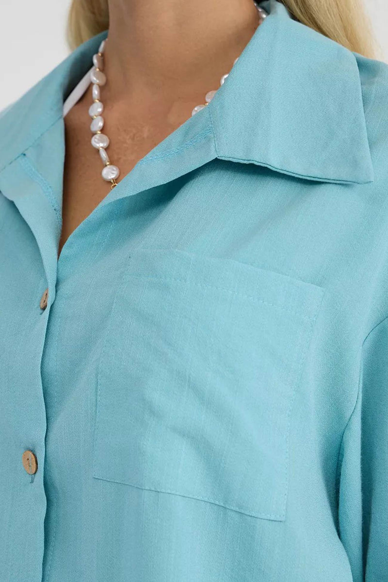 Color Shirt Single-breasted Bermuda Shorts Set