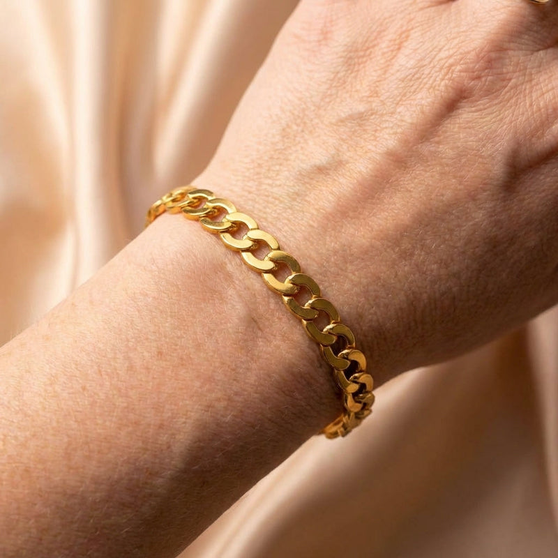 Vintage Wide Bangle Chain Bracelet