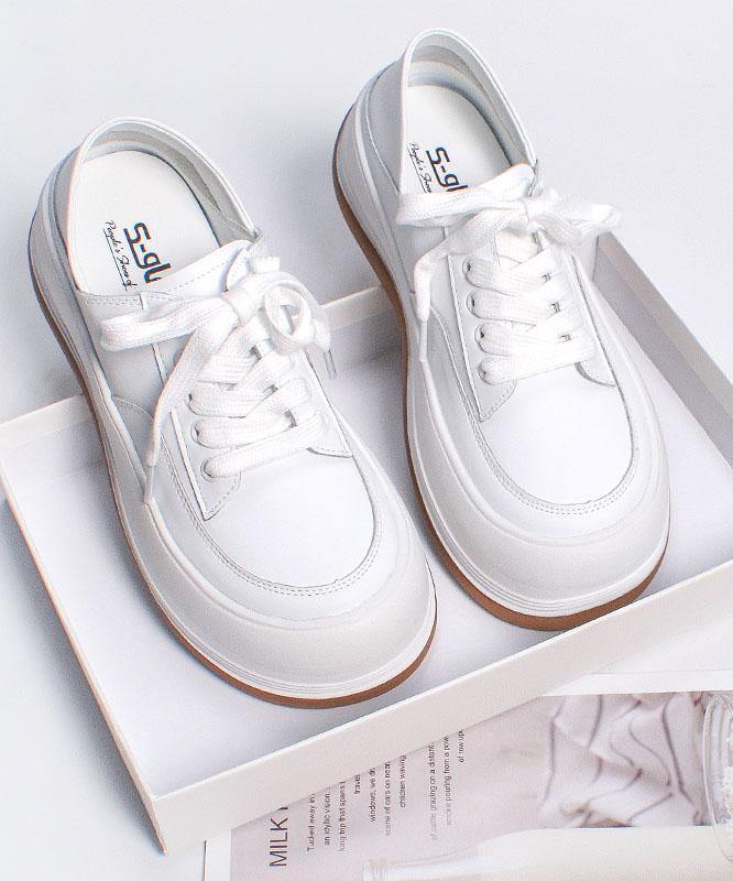 White Flat Shoes Faux Leather Cross Strap Flat Feet Shoes