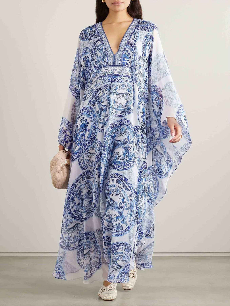 Sophisticated Resort Leopard Print Flowy Maxi Dress