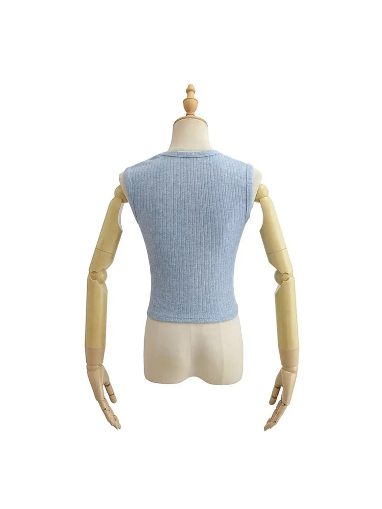 Crop Tops Summer Tank Top Sleeveless Thin Knit Basic Outwear Elastic Camis