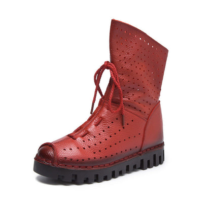 Side Zipper Breathable Hole Single Flat Boots