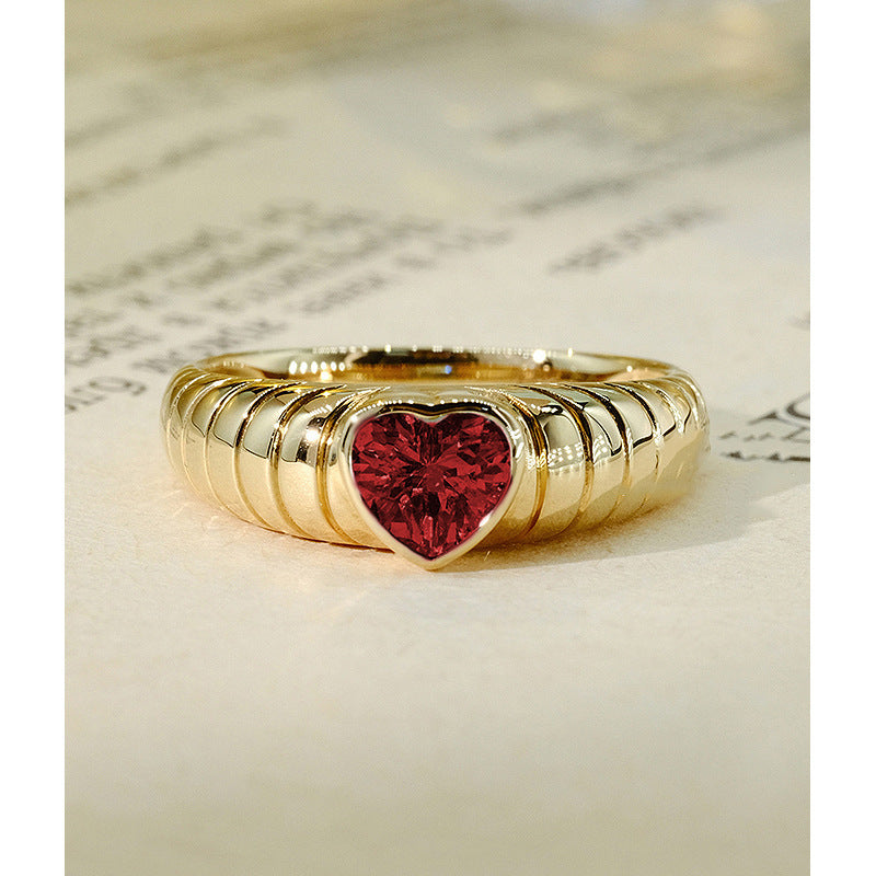 Romantic Ruby Heart Ring
