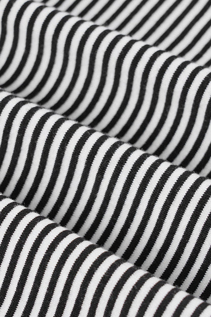 Color Block Stripe Jacquard Fitted Knit Blouse