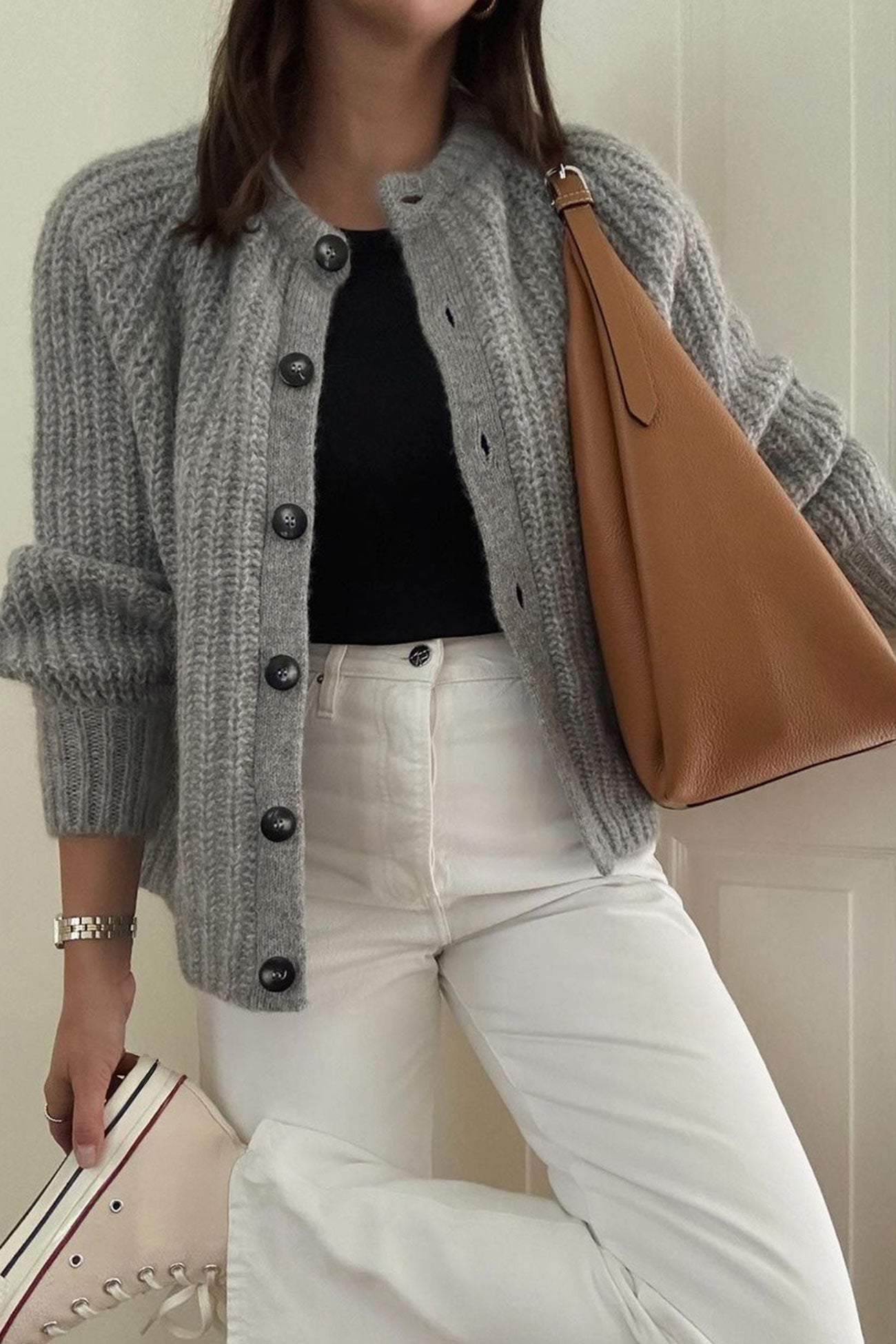Color Lantern Sleeve Short Cardigan