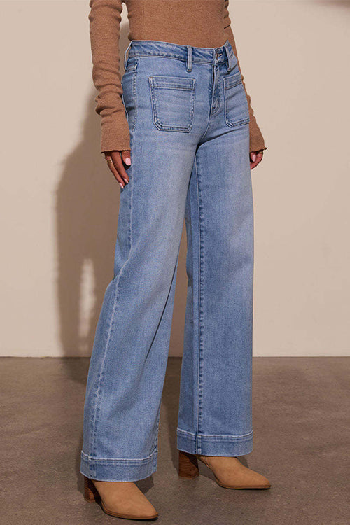 Moxidress Straight Wide Leg Denim Pants