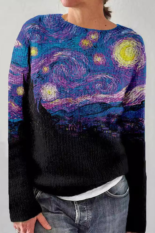 Moxidress O Neck Long Sleeves Graphic Sweater(in 3 Patterns)